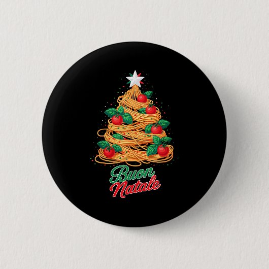 イタリアンパスタ スパゲッティ クリスマス おもしろ 缶バッジ (正面)