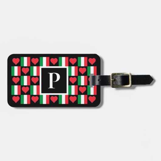 イタリアンパーソナライズされた国旗カスタムのイタリア ラゲッジタグ (正面横)