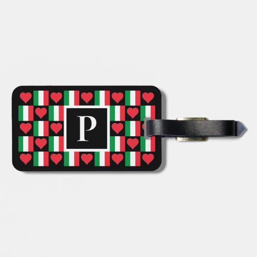 イタリアンパーソナライズされた国旗カスタムのイタリア ラゲッジタグ (裏面横)