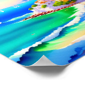 イタリアンビーチヴィレッジウォーターカラー ポスター (角)