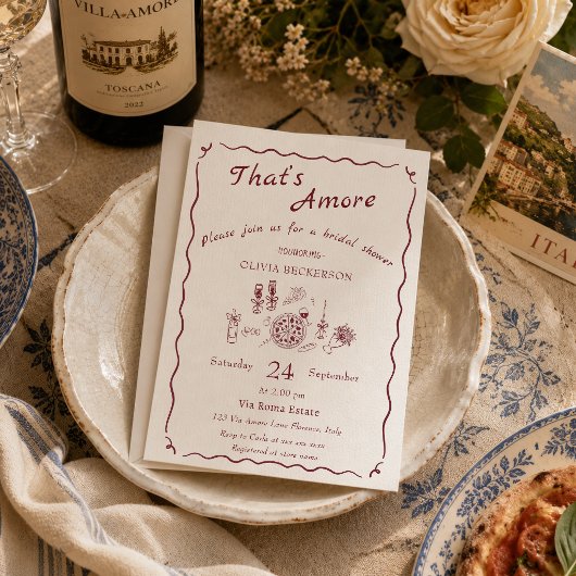 イタリアンピザとワインのブライズルシャワー That's amore 招待状