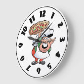 イタリアンピザシェフのキャラクター ラージ壁時計 (傾斜)