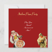 イタリアンピザパーティー レストラン 赤と緑 招待状 (裏面)