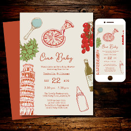 イタリアンピザベビーシャワー Ciao Baby Line Work 招待状