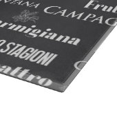 イタリアンピザ名グレーモノグラムの カッティングボード (角)