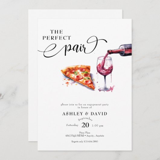 イタリアンピザ | ワイン ウェディングパーティー 招待状 (正面/裏面)