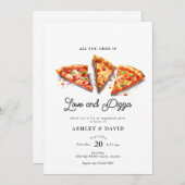 イタリアンピザ | 水彩 結婚前お茶会 招待状 (正面/裏面)