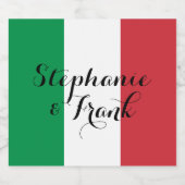 イタリアンフラグの色結婚の スパークリングワインラベル (シングルラベル)