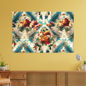 イタリアンフローラダマスクお洒落パターン キャンバスプリント (インサイチュ (リビング))