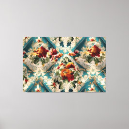 イタリアンフローラダマスクお洒落パターン キャンバスプリント