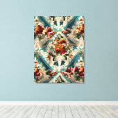 イタリアンフローラダマスクお洒落パターン キャンバスプリント (インサイチュ (ウッドフロア))