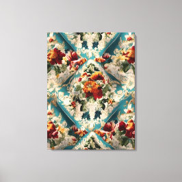 イタリアンフローラダマスクお洒落パターン キャンバスプリント