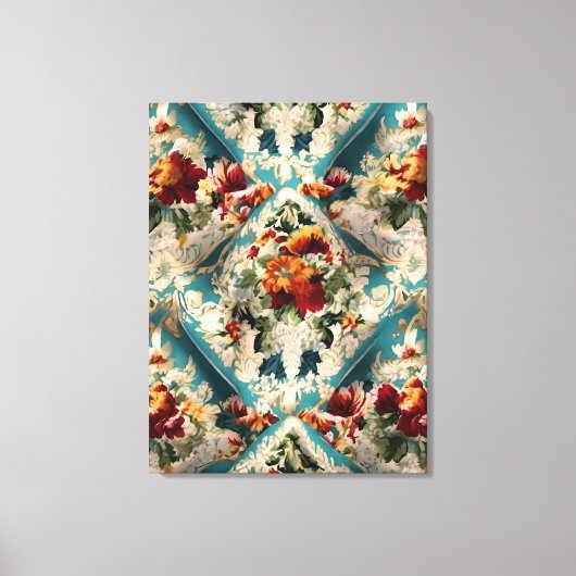 イタリアンフローラダマスクお洒落パターン キャンバスプリント (正面)