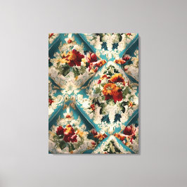 イタリアンフローラダマスクお洒落パターン キャンバスプリント