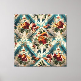 イタリアンフローラダマスクお洒落パターン キャンバスプリント