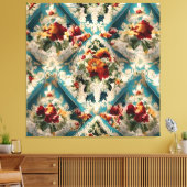 イタリアンフローラダマスクお洒落パターン キャンバスプリント (インサイチュ (リビング))