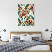 イタリアンフローラダマスクお洒落パターン キャンバスプリント (インサイチュ (寝室))