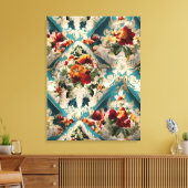 イタリアンフローラダマスクお洒落パターン キャンバスプリント (インサイチュ (リビング))