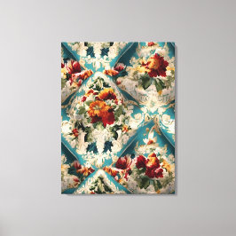 イタリアンフローラダマスクお洒落パターン キャンバスプリント