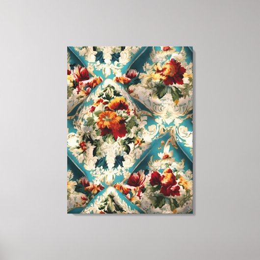 イタリアンフローラダマスクお洒落パターン キャンバスプリント (正面)