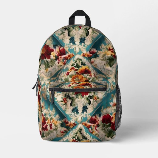 イタリアンフローラダマスクお洒落パターン プリントバックパック (正面)