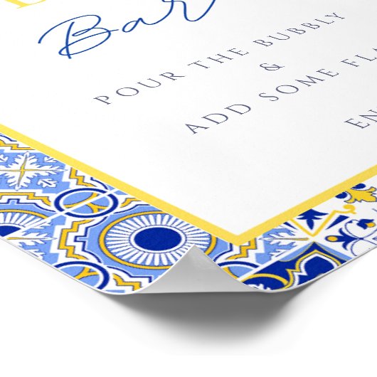 イタリアンブライダルシャワー泡状バー標識ポスター ポスター (角)