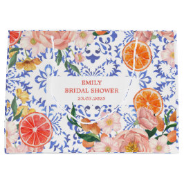 イタリアンブルーのタイルが彩る地中海スタイルのブライズシャワー ラージペーパーバッグ