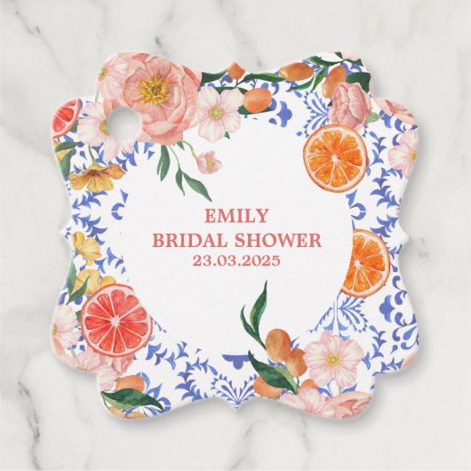 イタリアンブルータイル メディテレーニアンの花嫁のシャワー フェイバータグ (正面)