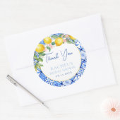 イタリアンブルータイル レモン ウェディングシャワー 感謝  ラウンドシール (封筒)