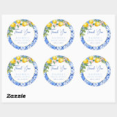 イタリアンブルータイル レモン ウェディングシャワー 感謝  ラウンドシール (シート)