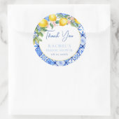 イタリアンブルータイル レモン ウェディングシャワー 感謝  ラウンドシール (バッグ)
