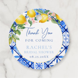 イタリアンブルータイル レモン ブライダルシャワー 感謝 フェイバータグ