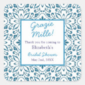 イタリアンブルータイル 感謝 結婚前のお祝い スクエアシール (正面)