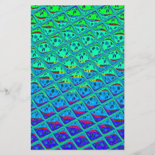 イタリアンブルー人魚モチーフアートプリント 便箋 (正面)