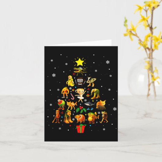 イタリアンブレインロット・ミーム クリスマスツリー ブレインロット Xmas カード (黄色い花)