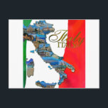 「イタリアンブート」 ポストカード<br><div class="desc">小さな葉書の画像とフラグの背景イタリアンが記入されたイタリア。</div>