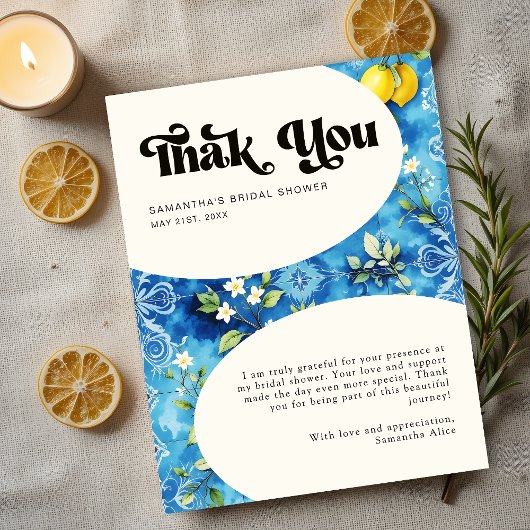 イタリアンポジティーノ アマルフィ レモン シトラス ブライダル シャワー サンキューカード