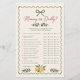 イタリアンマーケットのMommy or Daddy ベビーシャワーゲーム