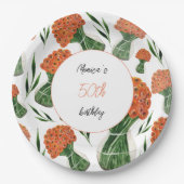 イタリアンラヌンキュラス水彩画 ペーパープレート (正面)