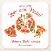 イタリアンラブ＆ピザパーティースライス ブライダルシャワー スクエアペーパーコースター (正面)