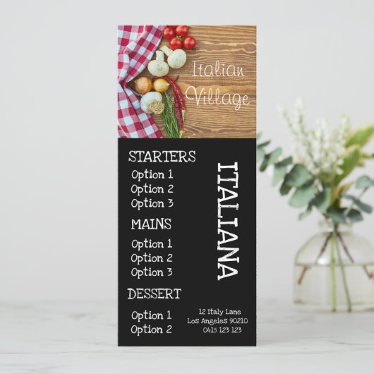 イタリアンレストランのピザディナーメニュー メニュー (スタンド正面)