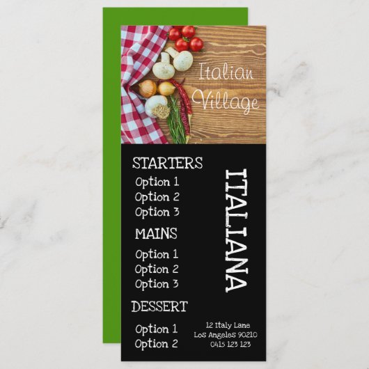 イタリアンレストランのピザディナーメニュー メニュー (正面/裏面)