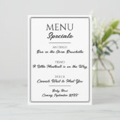 イタリアンレストランメニューの妊娠発表  案内状 (スタンド正面)