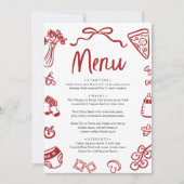 イタリアンレッドハンドドリッピングピザパスタベビーシャワー 招待状 (正面)