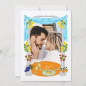 イタリアンレトロお洒落おもしろい手描きレモン写真 招待状 (裏面)