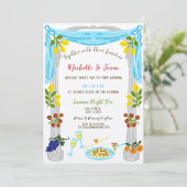 イタリアンレトロお洒落おもしろい手描きレモン写真 招待状 (スタンド正面)