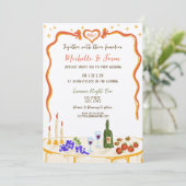 イタリアン予測できなお洒落おもしろい手描きBow写真 招待状 (スタンド正面)