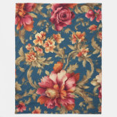 イタリアン化膿性赤、白い花黄金離れの花 フリースブランケット (正面)