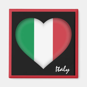 イタリアン国旗とイタリアンハート旅行イタリア/スポーツ マグネット
