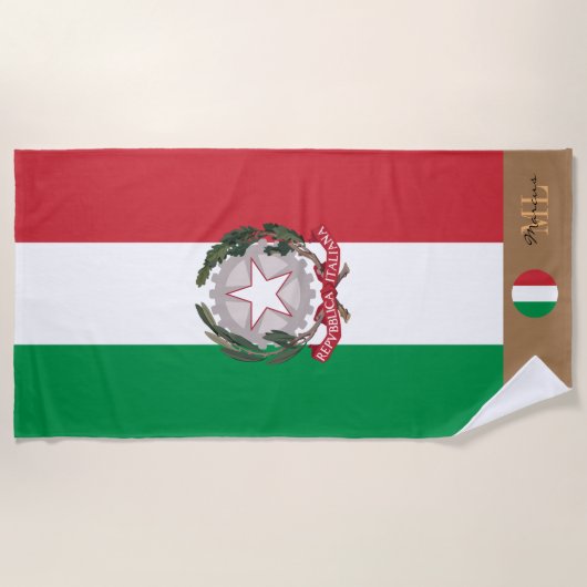 イタリアン国旗とイタリモノグラムのア/ビーチタオル ビーチタオル (正面)